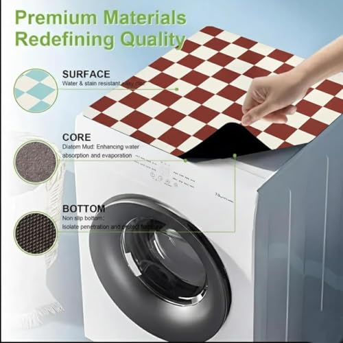 Image of Homecloud Non-Slip Washing Machine Mat - Durable Waterproof Protective Cover for Washer & Dryer, Dust-Resistant Mat Ideal for Laundry Room & Kitchen Appliances (Rust)