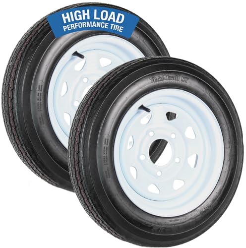 eCustomrim 2-Pack Trailer Tire Rim Assembly 4.80-12 480-12 Load Range C 5 Lug On 4.5 Inch Center White Wheel For Utility Boat Equipment Trailers - 2 Year Warranty w/Roadside