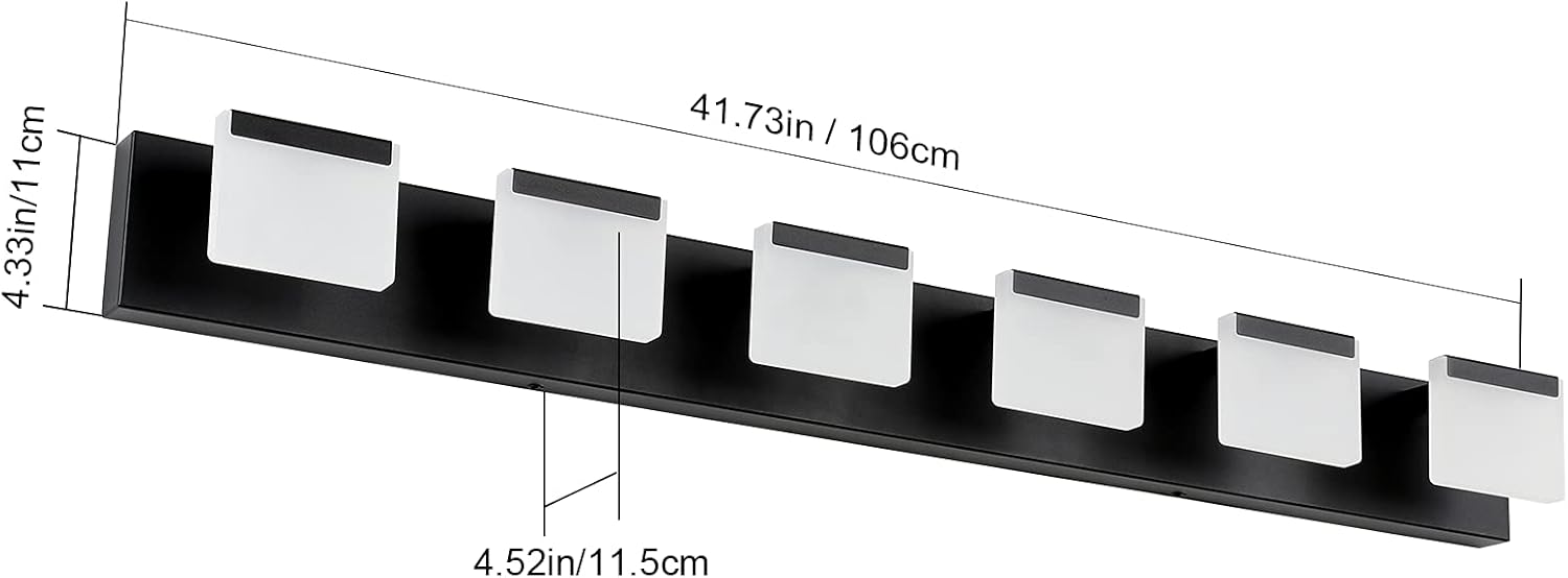Ralbay 6-light matte black vanity light in modern bathroom - matte black vanity light
