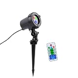Lampa projekcyjna LED, stopień ochrony IP65, do użytku wewnątrz i na zewnątrz, z pilotem zdalnego sterowania, oświetlenie jako lampa ogrodowa, dekoracja muru, Boże Narodzenie, przyjęcie