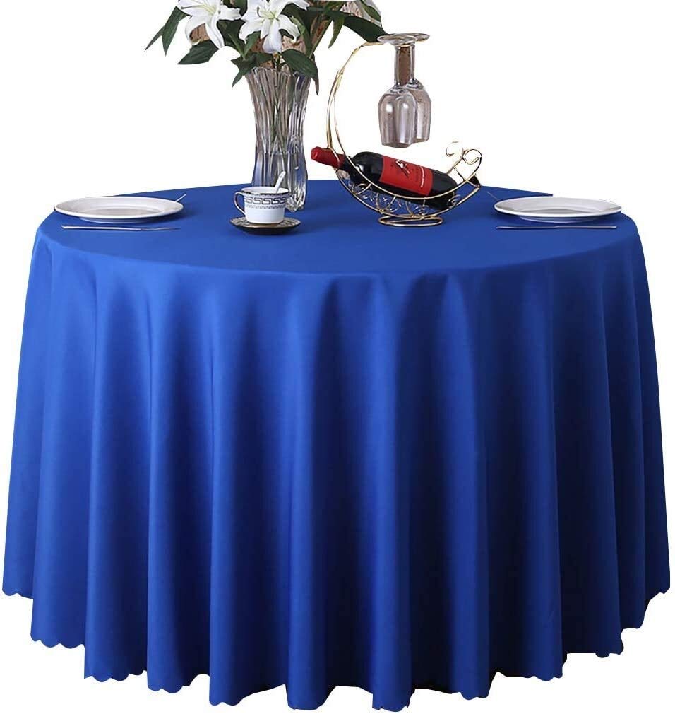 Tovaglia Trasparente Tovaglia rotonda in Poliestere Tinta Unita Copritavolo impermeabile antimacchia per tavolo da ristorante per matrimoni (Colore: BLU Reale Dimensioni: Diametro: 200 cm)