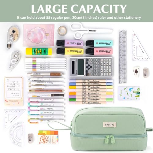 Image of MAMUNU Pencil Case Large Capacity, Pencil Case Aesthetic, Pencil Case Pen Pouch with Zipper Compartments Portable Handle, Pencil Pouch for School Office College Teen Girls Boys Adults Students