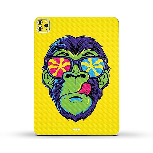 Image of MightySkins Carbon Fiber Skin Compatible with Apple iPad Pro 11 inch M2 4th Gen (2022) Full Wrap Kit - Hypno Chimp | Protective, Durable Textured Carbon Fiber Finish | Easy to Apply | Made in The USA