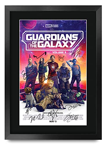 HWC Trading Poster A3 FR Les Gardiens de la Galaxie Vol 3 Chris Pratt et Cast Gifts Affiche imprimée autographe pour les fans de souvenirs de film – Format...
