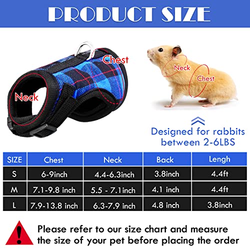 2 Pieces Guinea Pig Harness and Leash Plaid Hamster Harness with Safety Bell Adjustable Ferret Harness and Leash Set No… - Image 3