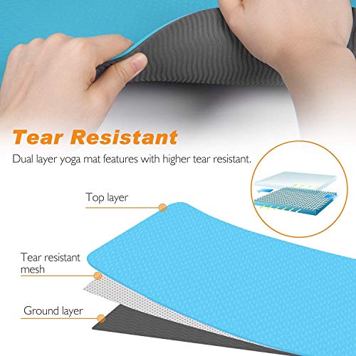 Image of Bodylastics Yoga Mat for Men and Women with Carry Bag TPE 6ft x 2ft x 6mm Large Size Anti Slip & Anti Tear Workout Mat