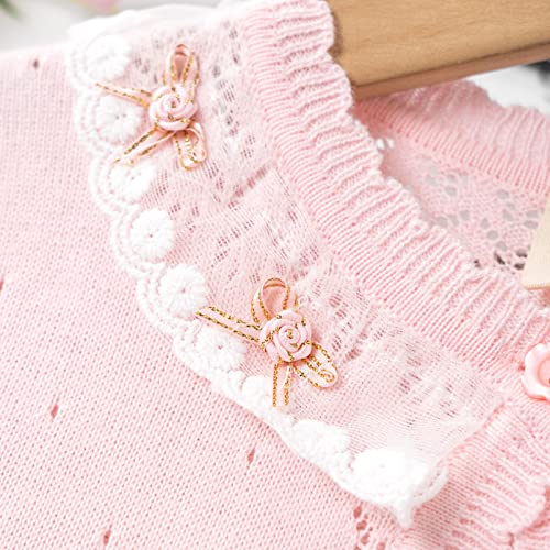 Toddler Kids Flower Girls Long Sleeve Wedding Shrug Knitwear One Button Lace Trim Bolero Cardigan4