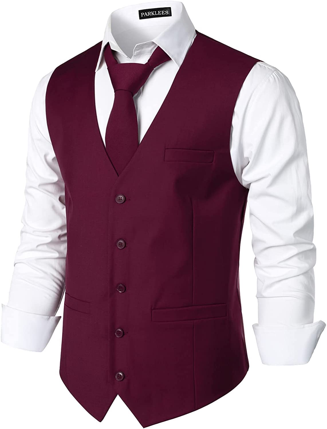 PARKLEES Męska hipsterska miejska kamizelka biznesowa formalna slim fit garnitur smoking sukienka kamizelka