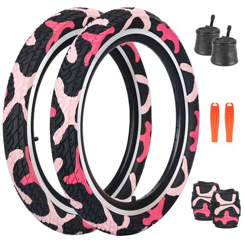 ZUKKA 20 x 2,35 Fahrradreifen 1/2 Pack 50,8 cm x 2,35 BMX-Fahrradreifen, klappbarer Ersatzreifen für MTB, Mountainbike, BMX, Pendler-Fahrrad (schwarz Camo, 2 Reifen + 2 Schläuche + 2 Hebel)