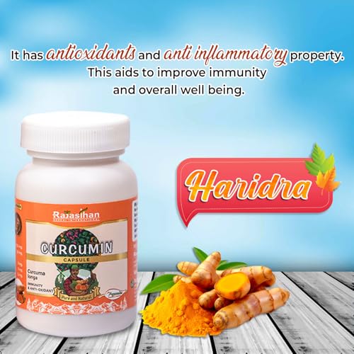 Image of Curcumin Capsules by Rajasthan Aushdhalaya | 30 Capsules | Turmeric tonic & Anti Oxidant|Pack Of 1