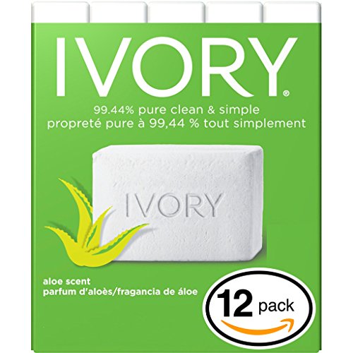 (PACK OF 12 BARS) Ivory ALOE SCENT Bar Soap for Men & Women. 99.44% PURE! Free of Dyes & Heavy Perfumes! Healthy Skin for Hands, Face & Body! (12 Bars, 3.10oz Each Bar)