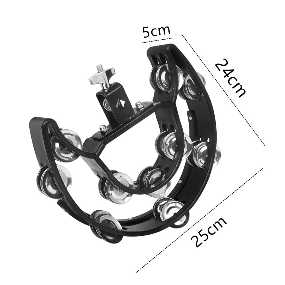 Tambourine Drum Kit Tambourine Hand Drum Double Row Crescent Ring Frame CuiCanfla Multifunctional Hand Bell Rattle Loose Double Row Bells - Image 4