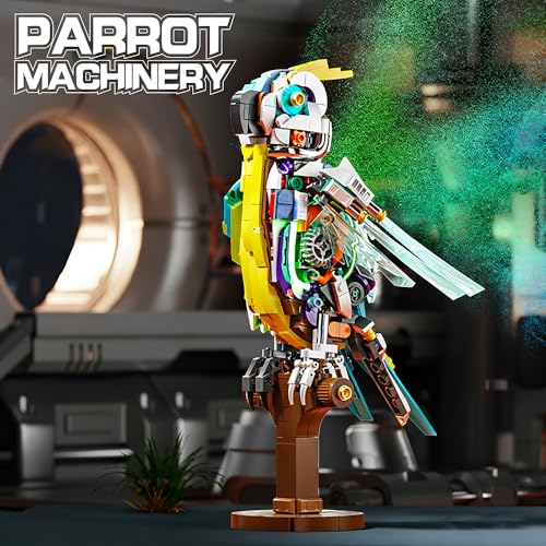 Image of SKY LINE OCEAN Finger Rock Creator Parrot Building Set - 688 PCS Creative Bird Animal Model Kit with Stand, Compatible Brick Construction Toy, Collectible Display Gift for Kids Teens & Adults Ages 14+