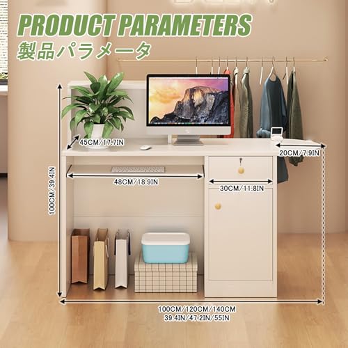 Kompakter L-förmiger Empfangstresen mit Schublade, platzsparende Kassentheke für Büros, einfache Montage, ideal für kleine Räume, modernes Design für effiziente Arbeitsabläufe