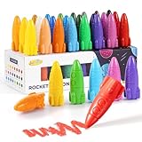 JUPITEARTH 24 Raketen Buntstifte, Ungiftige, Auswaschbare Buntstifte, Griffige Künstlerutensilien, für Kleinkinder, Kunst und Schulbedarf für Kinder