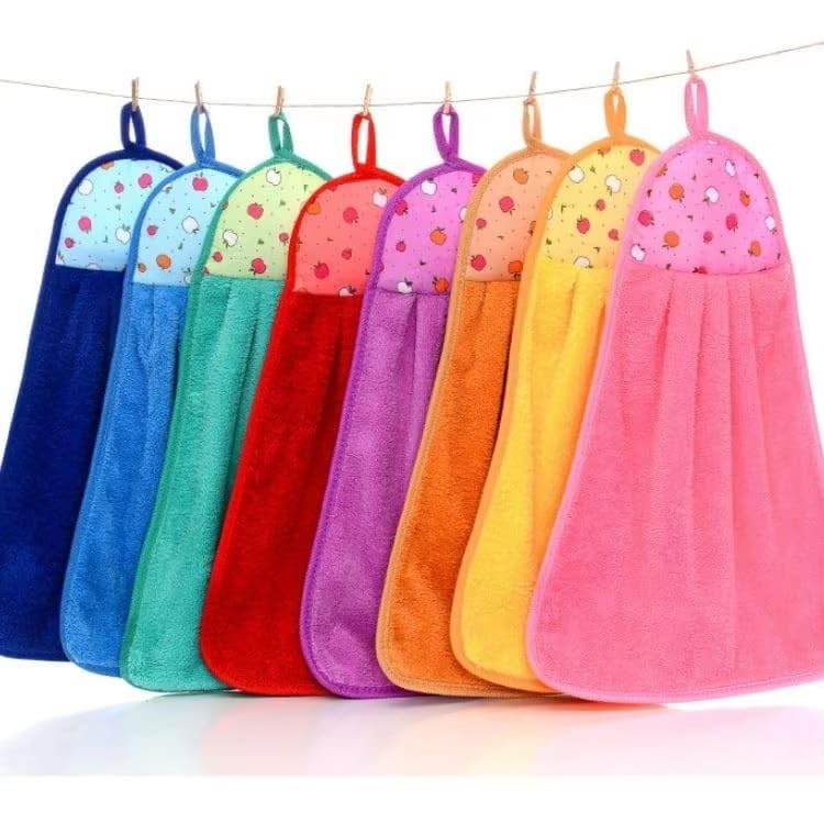 Image of Fezora Microfiber Hand Towels for Home & Kitchen - Anti-Bacterial Hanging Towels for Wash Basin, Soft Lint-Free Napkins for Hand Drying, Dish Cleaning & Everyday Use, Multicolor (Pack of 8)