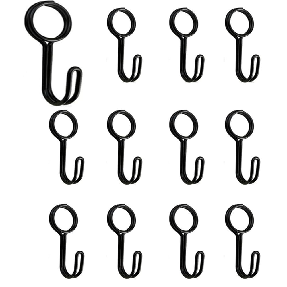 12 ganchos en espiral negros con ojal, gancho expansor para carga universal, para remolques, lonas, barcos, motocicletas y bicicletas, diámetro interior 25 mm