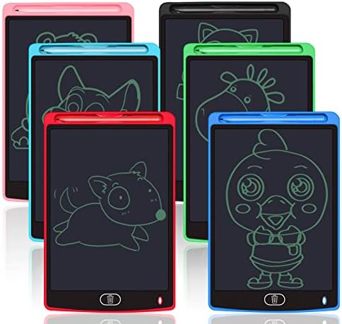 Yidedraw 6 Pack LCD Writing Tablet for Kids 8.5 Inch, Reusable Electronic Drawing Doodle Pad Learning Educational Toy Gift Doodle Board for Boys and Girls (Black, Red, Blue, SkyBlue, Pink, Green)