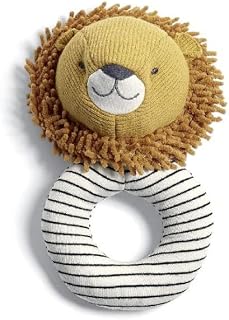 Mamas & Papas Soft Grabber Rattle, Ring Shaped, Interactive Activity Toy, Lion