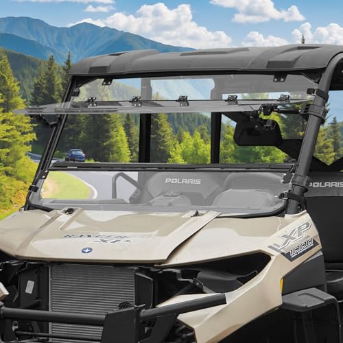 XUTVOTOR Ranger XP 1000 Flip Windshield Scratch Resistant Front Full Windshield for Polaris Ranger XP 900/Crew Ranger XP 1000/Crew Ranger 1000/Crew 2017-2025 Can Be Closed Vented Fully Open