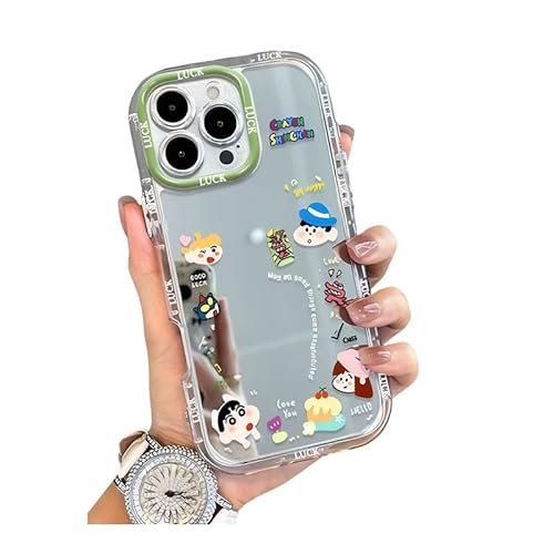Jetyon iPhone 16 pro 用 ケース クレヨンしんちゃん 鏡付きスマホケース 携帯電話を保護する かわいくておしゃれ