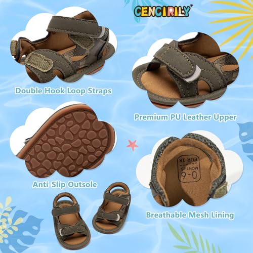 Image of CENCIRILY Infant Baby Boys Girls Summer Beach Sandals Anti-slip Rubber Soft Sole Lightweight Breathable Athletic Toddler First Walking Shoes