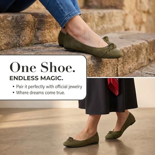 Image of Epic Step Ballet Flats for Women, Comfortable Slip on Faux Suede Round Toe, Ballerina Dressy Flat Shoes