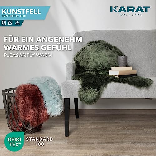 KARAT Kunstfell Thyme Flauschige Stuhlkissen Fell Deko für Wohzimmer & Kinderzimmer, Bettvorleger Teppich, Fell Sitzauflage, Dekofell 90x60 cm (Nelly)
