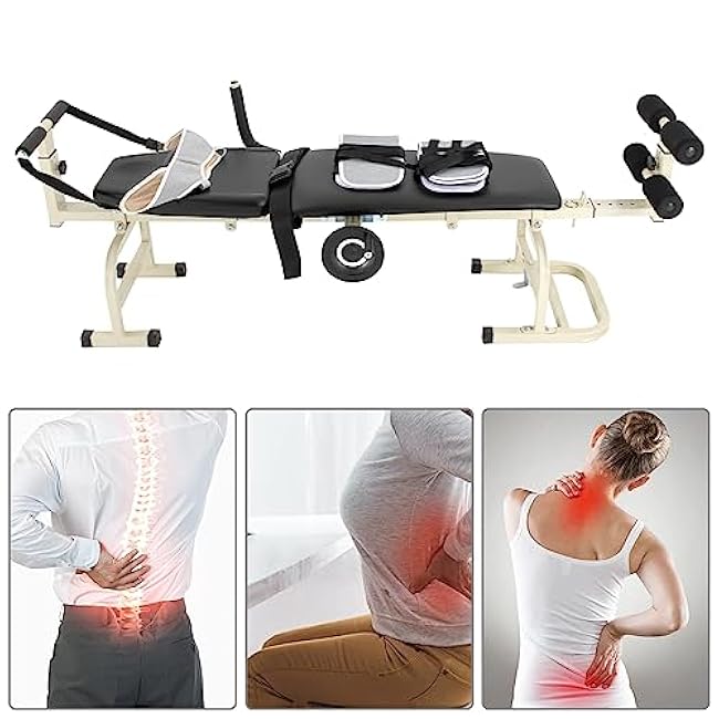 Lumbar Stretch Table Tool Traction Device, Folding Therapy Massage Bed Table, Neck Stretcher Cervical Massage Traction Bed, Back Stretch Bench Body Stretching Device for Cervical Spine