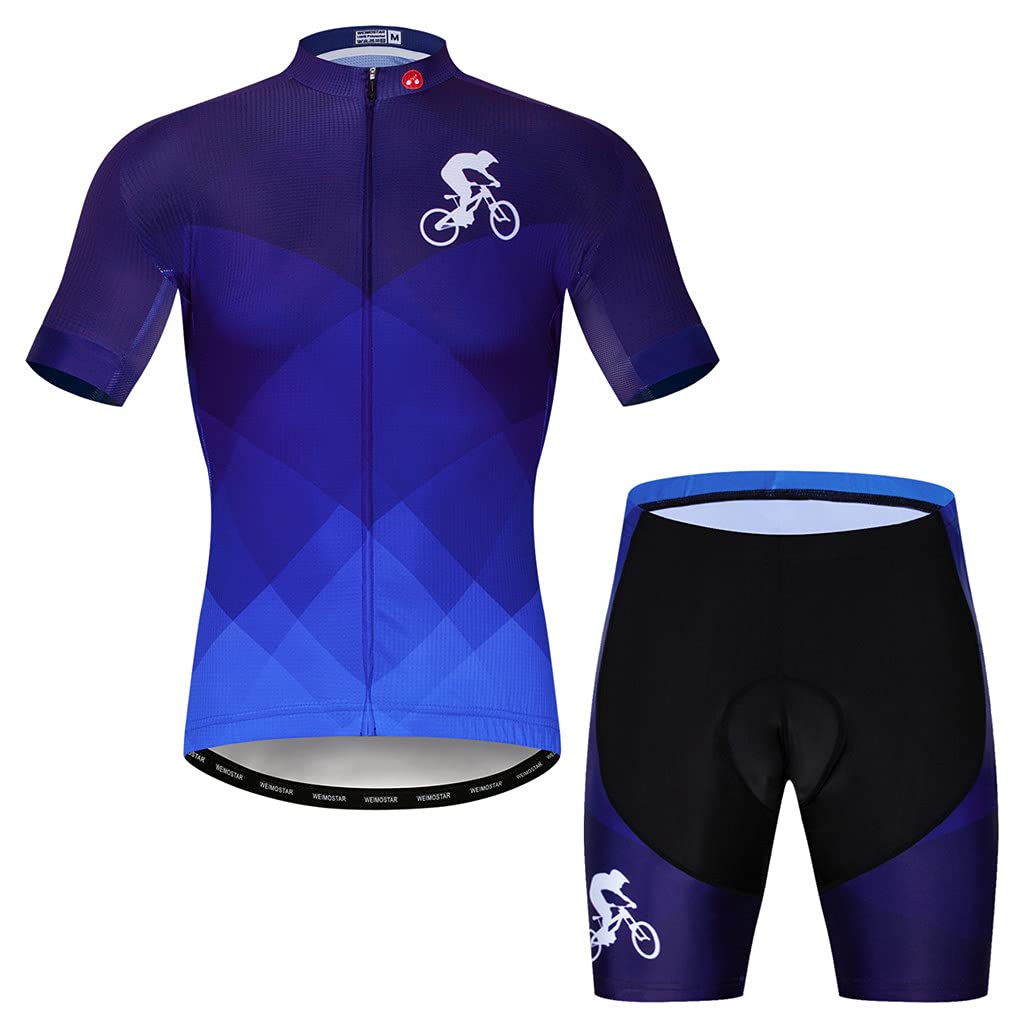 Hotlion Men's Cycling Jersey Sets Gel Pad Summer Bike Clothing Suit Breathable Bike Clothes with 3 Rear Pockets