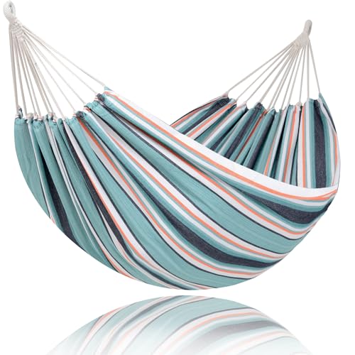 Image of SUNCREAT Hammocks Outdoor Camping Double Hammock, Extra Large 2 Person Hammock for Camping, Green & Red