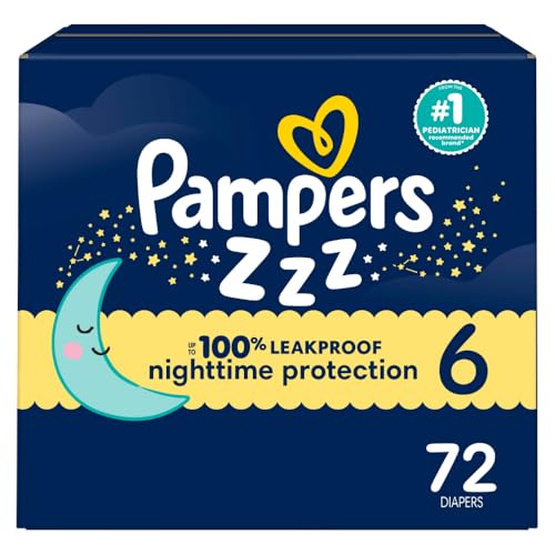 Pampers Overnight Diapers - Swaddlers Overnights - Size 6, 72 Count, Disposable Baby Diaper, Night Time Leak and Skin Protection