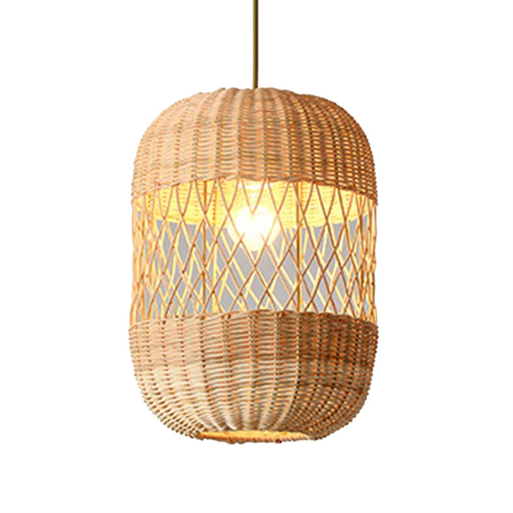 TCHAUSGZOZ Large Tropical Wicker Chandelier - Handmade Bamboo Pendant Light for Beach House, Bohemian Style Rattan Lantern for Bedroom and Sunroom