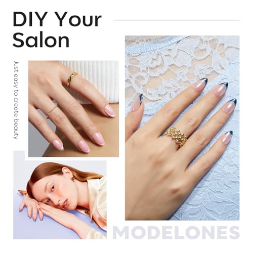 Image of Modelones Short Almond Fake Nail Tips - 510Pcs Gel Tips Pre-shaped Half Matte Full Cover Clear Acrylic Gel Kit False Press on Nails for Extension DIY Salon 15Sizes