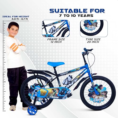 Image of CAPENT BMX 20T Cycle for Kids Girls with Balance Wheel & Back Carrier | Rigid Fork | Frame 12.5 Inch | Ideal for 6 to 9 Years Girls Kids Bike (Blue)
