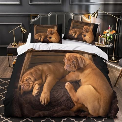 Housse de couette chiot mignon drap de lit double imprimé 3D