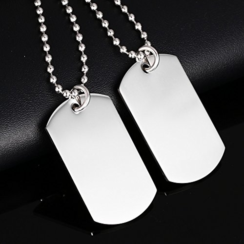 gazechimp Prata Dog Tag Mens Aço Inoxidável Pingente Bola Talão Colar De Corrente