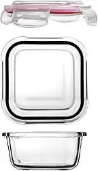 KIT 4 Potes de Vidro Quadrado com Tampa Hermética 500ml