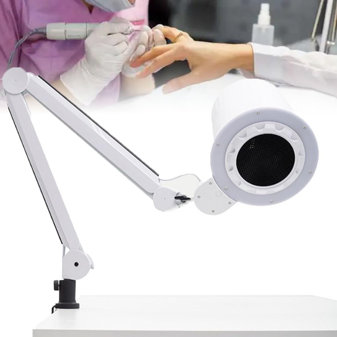 Collecteur de poussière d'ongles 80 W, aspirateur à ongles à forte aspiration, faible bruit, extracteur de poussière d'ongles avec lumières LED, pour usage domestique et professionnel