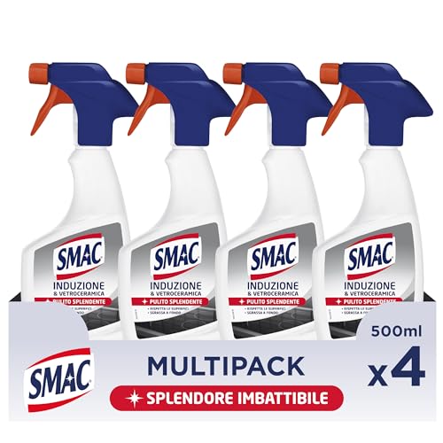 Smac - Sgrassatore Spray per Superfici Moderne e Delicate, Detergente per Casa e Cucina, 500 ml x 4