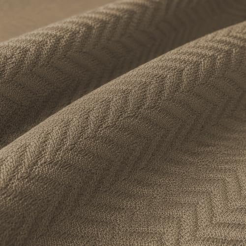 Image of LINENWALAS 100% Blackout Curtains for Window (5 Feet) - Set of 2 Panels, Herringbone Linen Texture Complete Light Block, Thermal Insulated & Noise Reducing Room Darkening Drapes (Coffee Brown)