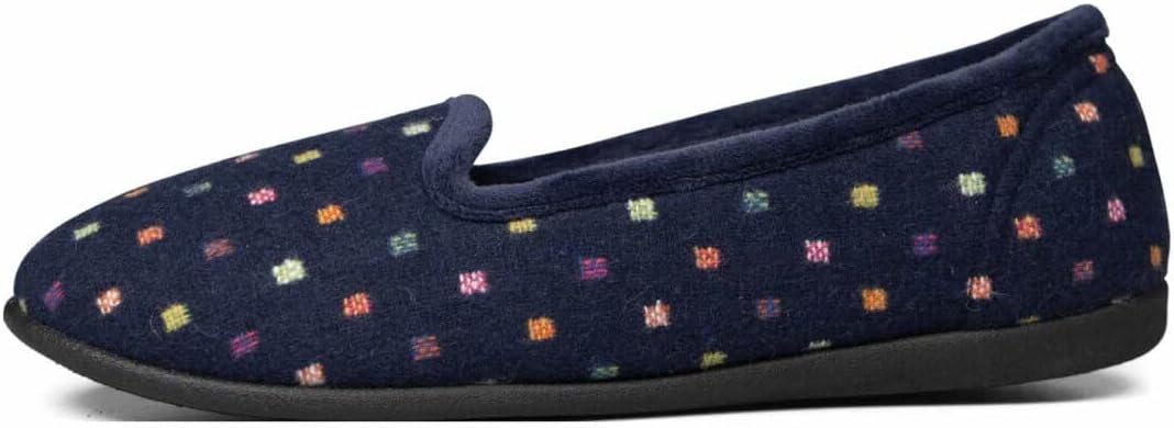 Albertine Womens Wide E Fit Memory Foam Fluffy Slippers - Woven Spot Textile Upper and Close Back Design with Wide E Fitting for Extra Room and Ultimate Comfort