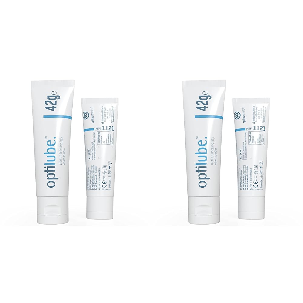 OptiLube Tubes - Sterile Lubricating Jelly for Insertion of Medical Devices in 5g, 42g, 82g, and 113g Tubes, Water Soluble Lubricant with Easy-to-Use Flip Cap (42g x 1) (Pack of 2)