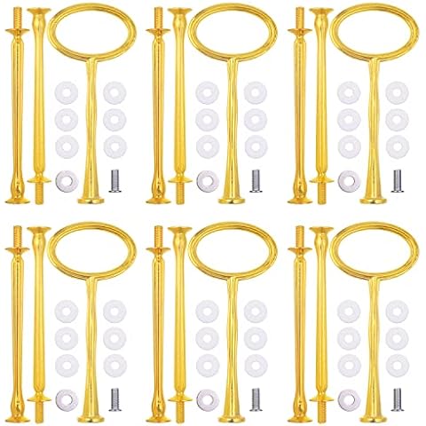 15 Inches 3-Tier Cupcake Golden Stand Hardware Fittings, Metal Mold Oval Holder DIY Making for Fruit Plate Cake Stand Snack Tray Replacement Parts Tea Party Wedding Decoration (6 Sets - Gold Oval) Cover