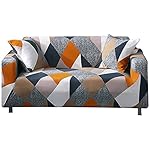 Lamberia Printed Sofa Cover Stretch Couch Cover Sofa Slipcovers for Couches and Loveseats with Two Free Pillow Case (Geometric, Loveseat)