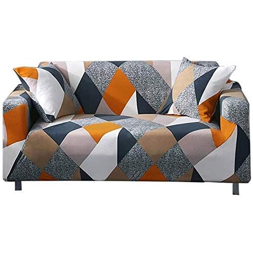 Lamberia Printed Sofa Cover Stretch Couch Cover Sofa Slipcovers for Couches and Loveseats with Two Free Pillow Case (Geometric, Loveseat)