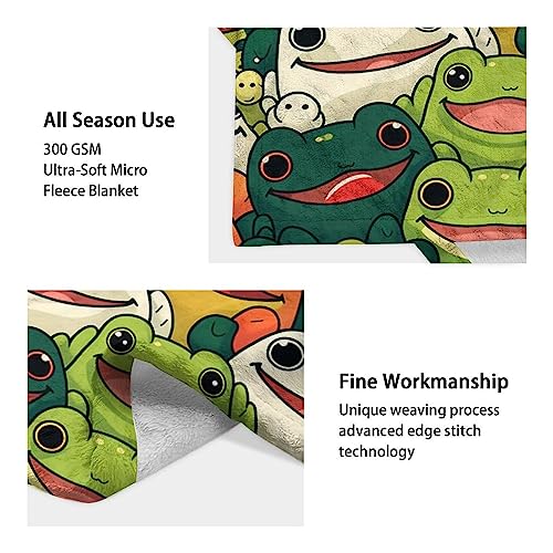 Frog Throw Blanket for Baby - 30x40 Inches Lap Size - Soft Fluffy Cozy Blankets Gift - Colorful Novelty Blanket Throws for Couch, Work