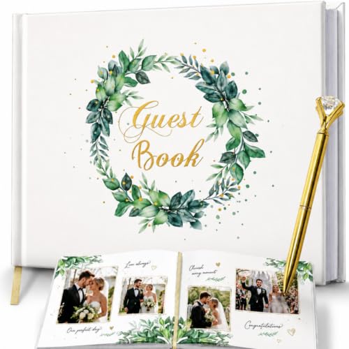 Image of Noamus Wedding Guest Book, 120 Pages Photo Guestbook to Sign at Reception Party, 9.4 inchx7 inch Elegant Blank Sign in Book, Hard Cover Bridal Shower Registry Books for Graduation Birthday Party Anniversary
