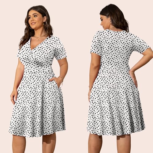 Image of POSESHE Womens Plus Size Dresses Sleeveless Wrap V-Neck Sundress Casual Summer Wedding Guest Cocktail Dress with Pockets