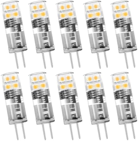 G4 LED Bulb 12V 24V, T3 LED Landscape Light Bulbs 2W Warm White Bi-Pin Base Equivalent to 20W Halogens, 2700K 230lm for Outdoor Landscape Deck Path Light, 10-Count